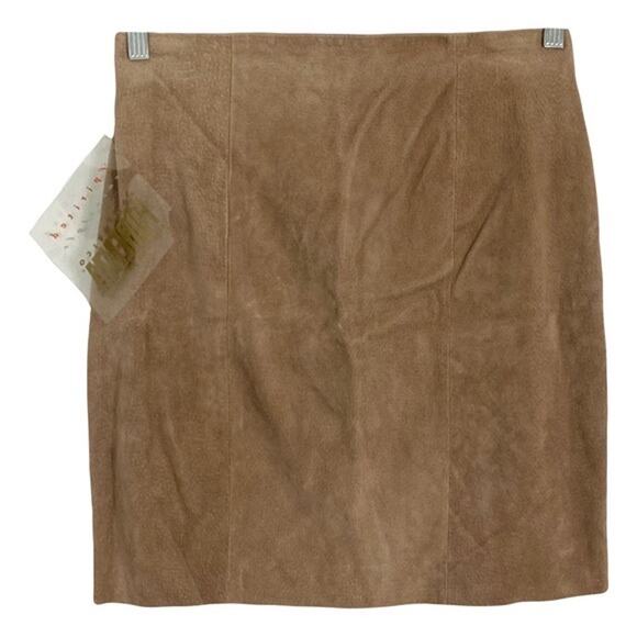 New/Nwt FORENZA Skirt 12 Suede Leather Tan/Brown Zip Lined Knee Straight - Picture 1 of 12